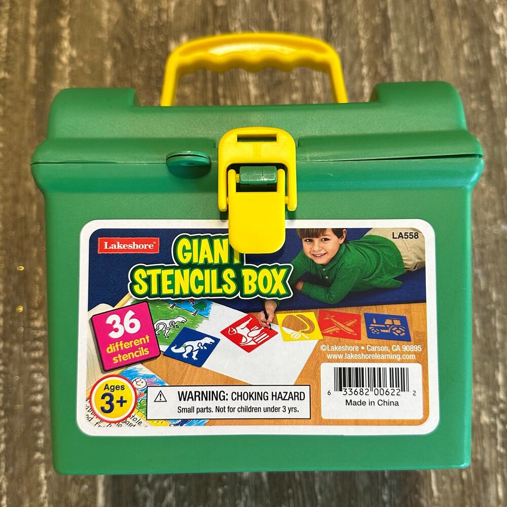 Lakeshore Giant Stencils w/ Handle Storage Box Complete Set Kids Crafts 36/36